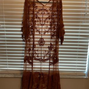 Rust orange floral lace kimono size 3x